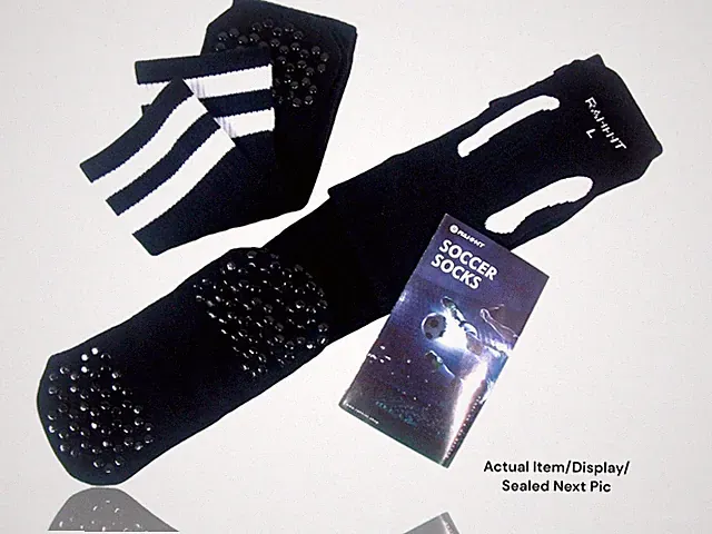 2-Pair Rahhint Soccer Socks Black Anti-Slip Grip Sport Compression Men's 8-11.5
