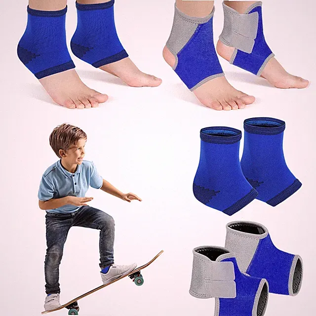2 Pairs Kids Ankle Brace Set Foot Support Stabilizer Protector Medium Blue