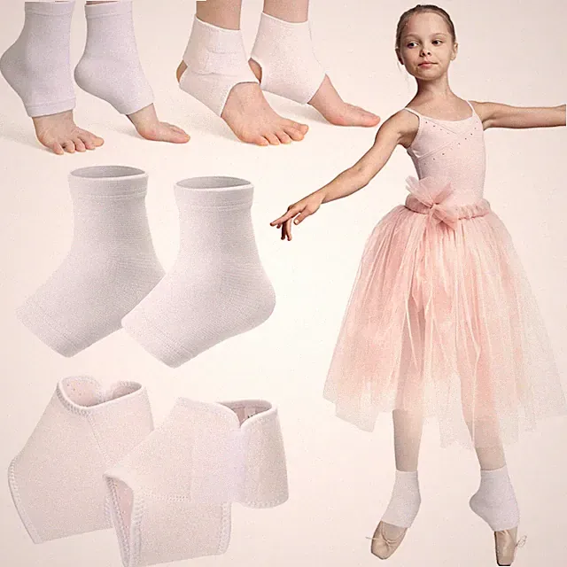 2 Pairs Kids Ankle Brace Set Foot Support Stabilizer Sleeve White Large