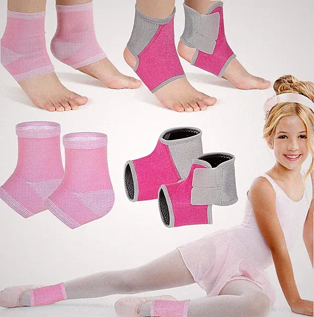 2 Pairs Kids Ankle Brace Set Foot Support Stabilizer Wraps Protector Guard Kn...