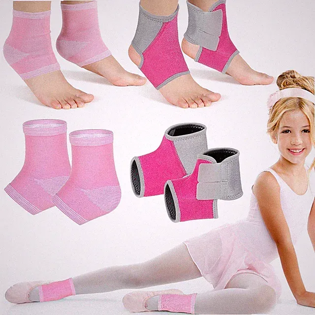2 Pairs Kids Ankle Brace Set Foot Support Stabilizer Wraps Protector Guard Knit