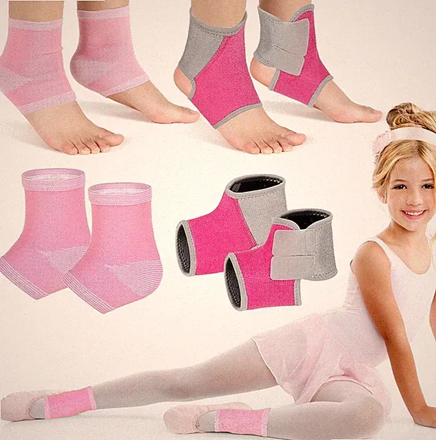 2 Pairs Kids Ankle Brace Set Foot Support Stabilizer Wraps Protector Guard Knitt