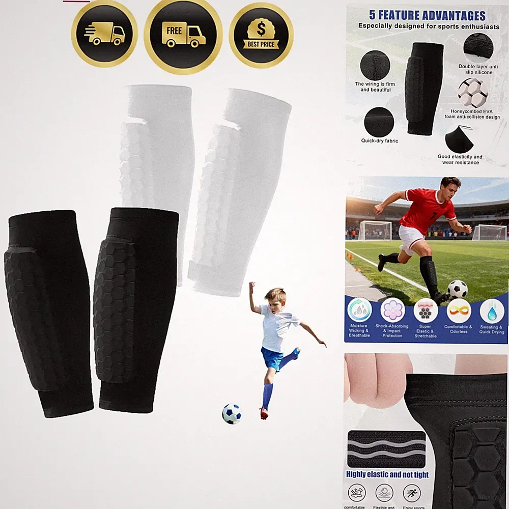 2 Pairs Soccer Shin Guards for Kids Youth Adult,Shin Guards Soccer Calf Compr...