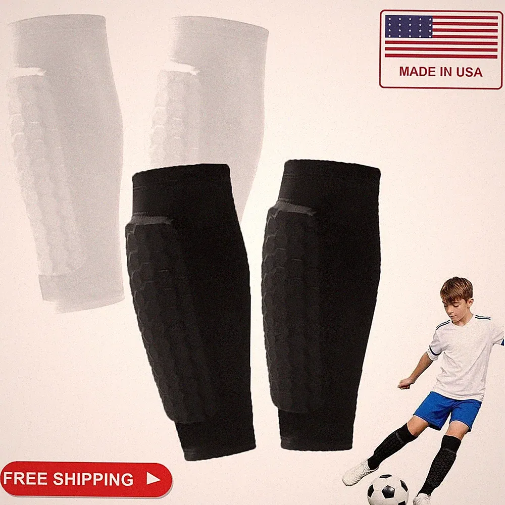 2 Pairs Soccer Shin Guards for Kids Youth Adult with Honeycomb Pads