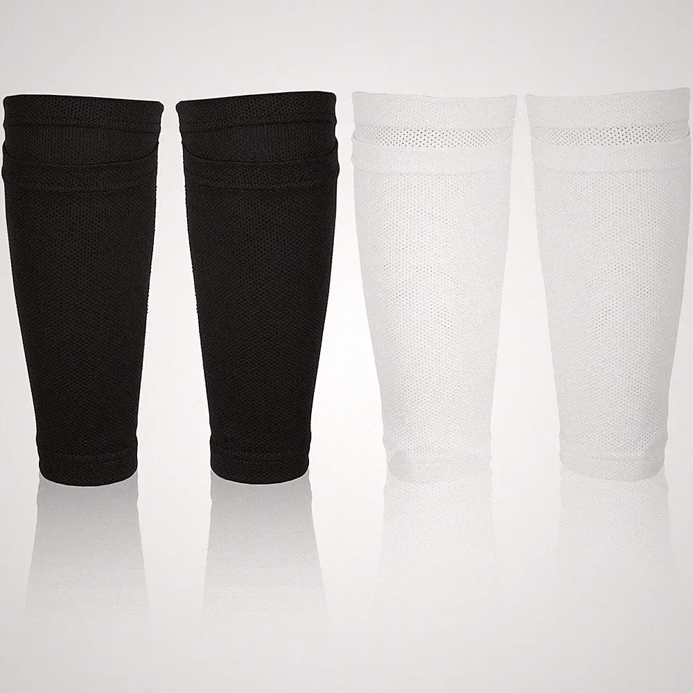 2 Pairs Soccer Shin Guards Socks Breathable Soccer Shin Guard Sleeves w/ Pocket