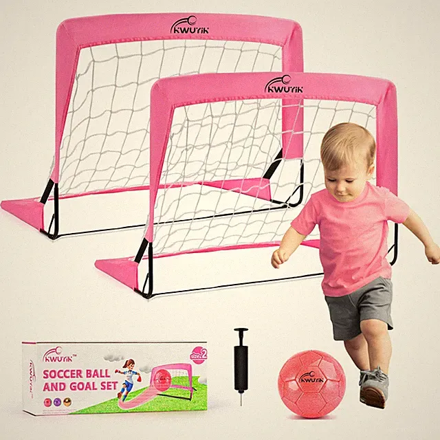 2 Pcs Pink Mini Soccer Goals Set 2x1.5x1.5ft Indoor Soccer Nets for with Size...