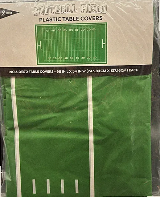 2 Plastic Tablecloths Covers 54X96 Football Field Goal Lines Party Table Decor