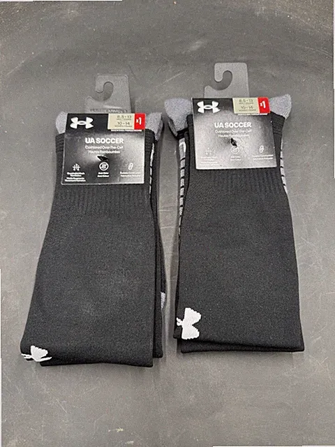 2 Pr Under Armour Soccer Over Calf Socks, Men's Shoe 8.5-13 U7805P1 Black