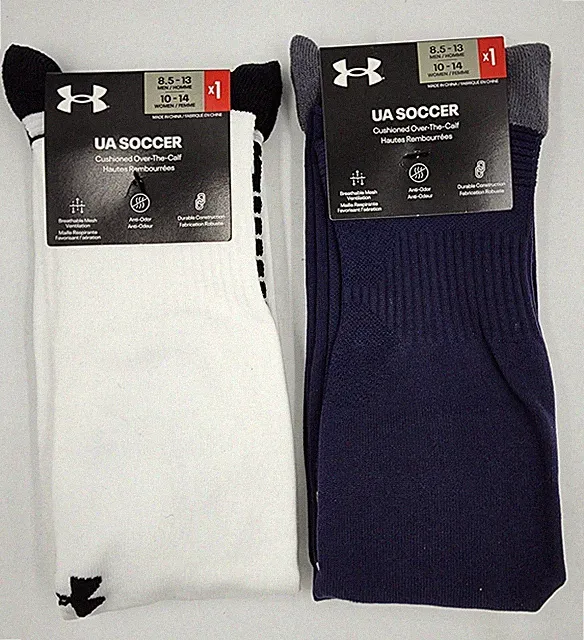 2 Pr Under Armour Soccer Over Calf Socks, Men's Shoe 8.5-13 U7805P1 Blue S15 MP