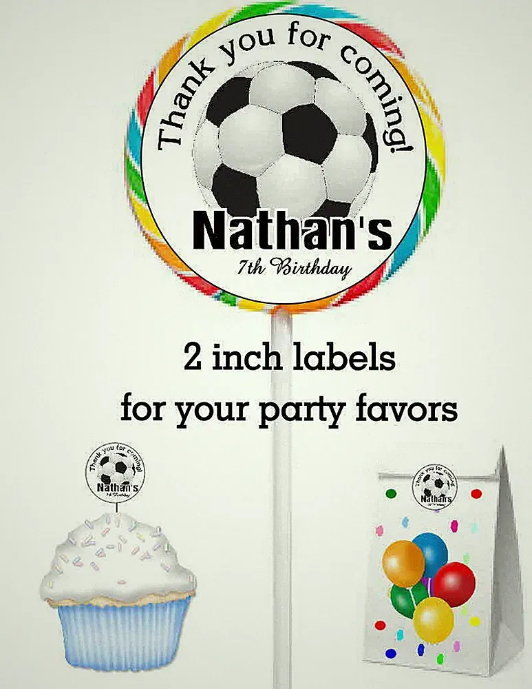 20 SOCCER BIRTHDAY PARTY FAVORS STICKERS LABELS FOR YOUR PARTY FAVORS