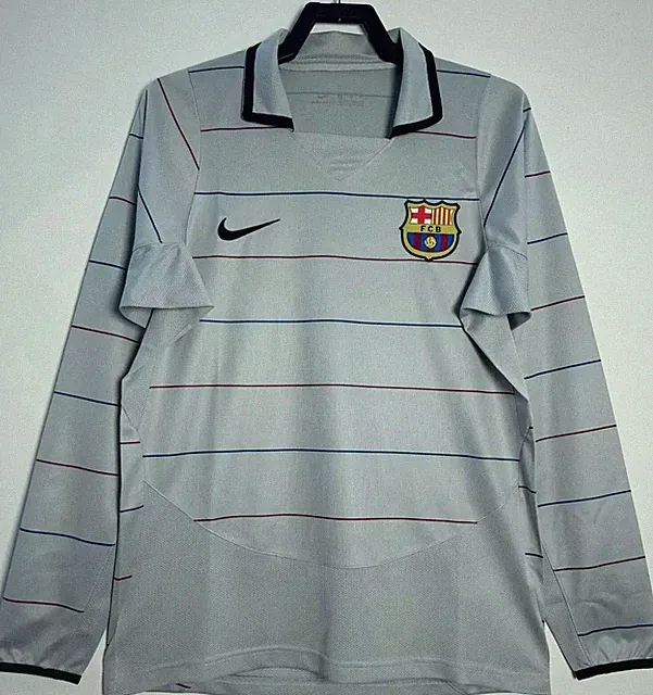 2003-2004 Barcelona Away Long Sleeve Retro Soccer Jersey