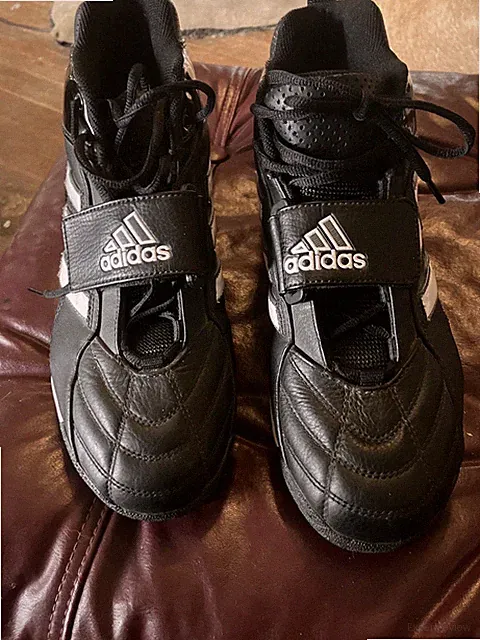 2004 Original Adidas Men Sz9 Cleats Football Soccer Leather HipTop Black White