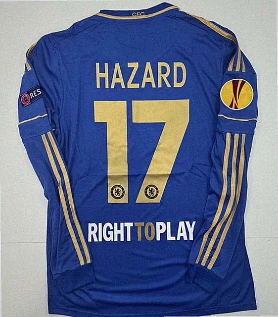 2012/13 Chelsea Home Retro Jersey Hazard #17 Long Sleeve Vintage Iconic Gold Blu