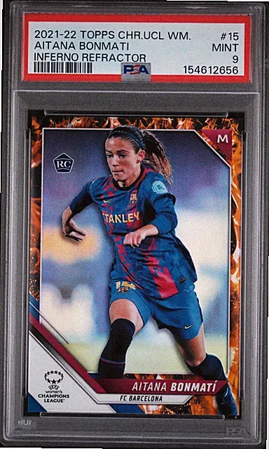 2021-22 TOPPS CHROME UEFA WOMEN’S UCL AITANA BONMATI /75 PSA 9 ROOKIE
