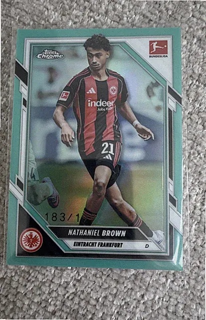 2025-26 Topps Chrome Bundesliga - Nathaniel Brown #23 Aqua Refractor /199