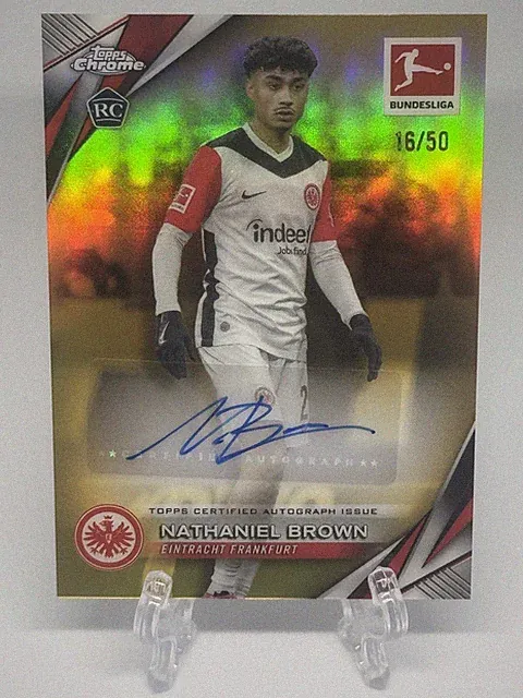 2025 Chrome Bundesliga Nathaniel Brown Rookie RC Gold Auto 16/50 SP Frankfurt