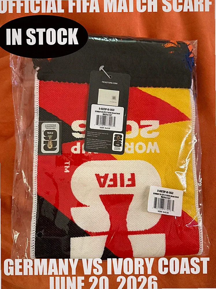 2026 FIFA WORLD CUP MATCHUP MATCH DAY SCARF IVORY COAST VS GERMANY AT TORONTO