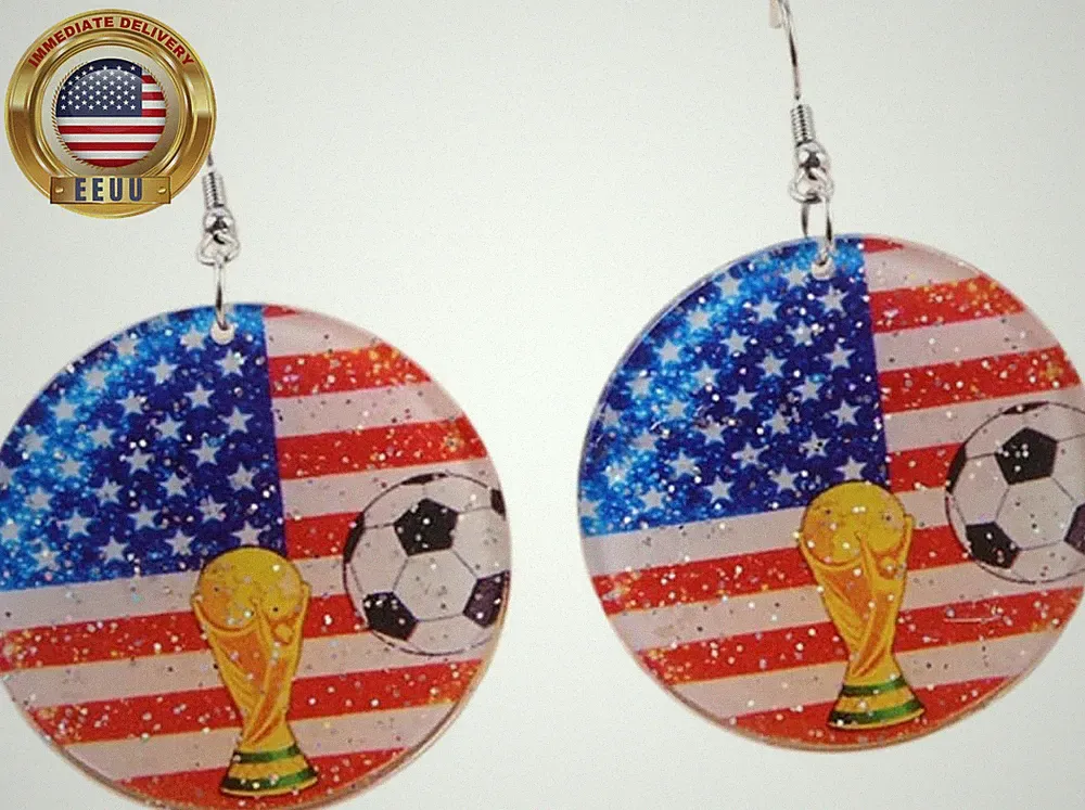 2026 Football World Cup Earrings for Women Shiny Acrylic Soccer Football Dangle