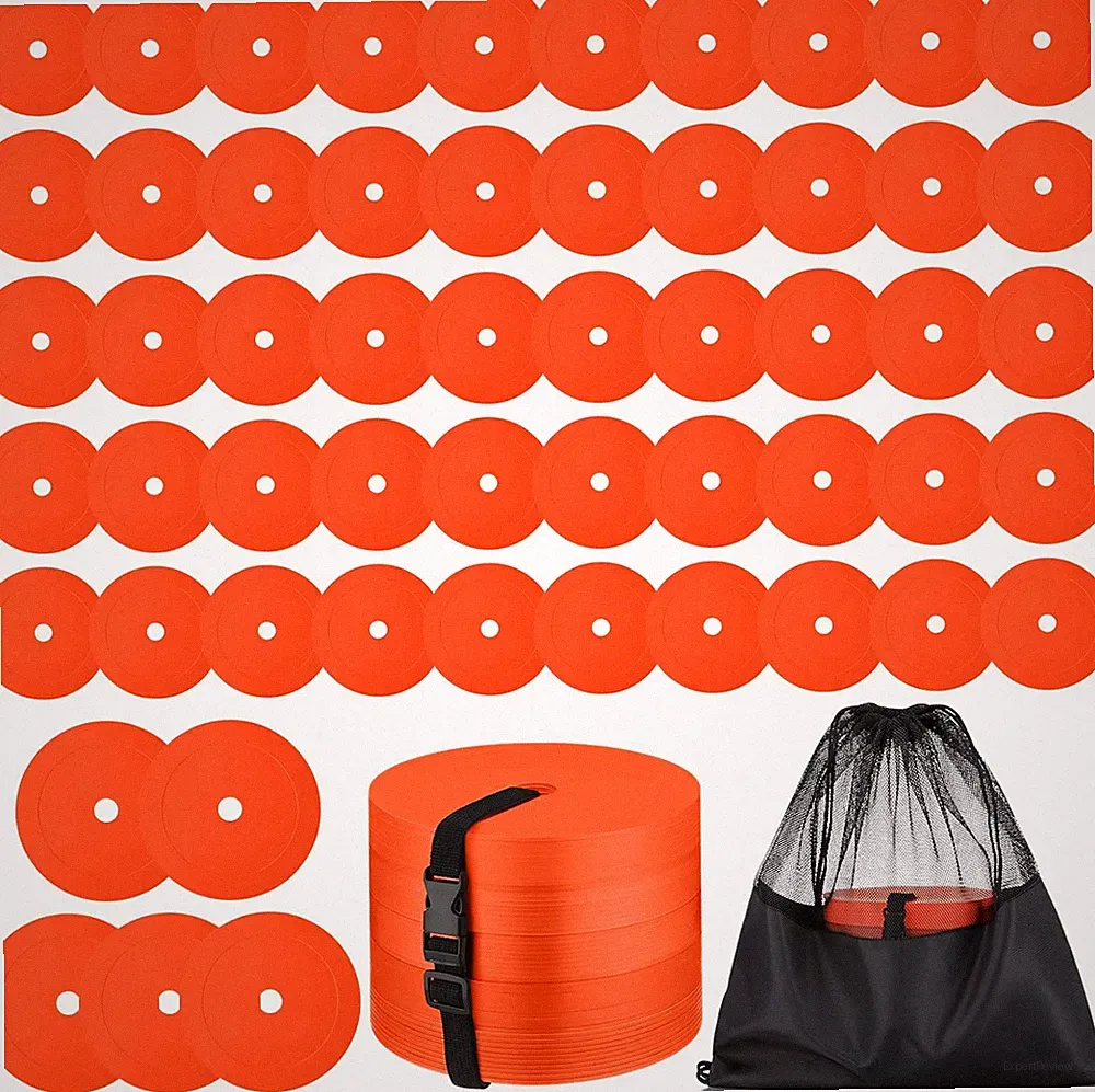 24 Pcs 6" Flat Cones Spot Markers Non-Skid Floor Hole Soccer Cones Field Court