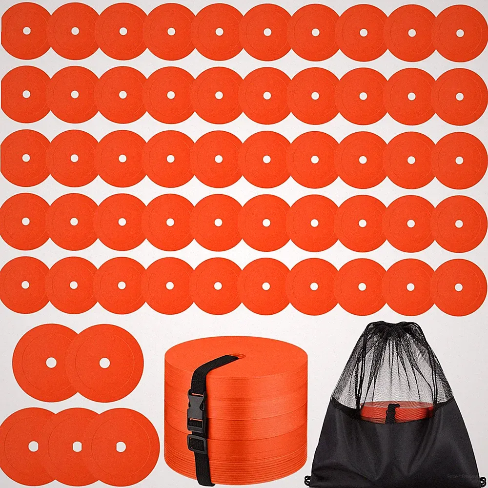 24 Pcs 6 inch Flat Cones Spot Markers Non-Skid Floor Hole Soccer Cones Field...