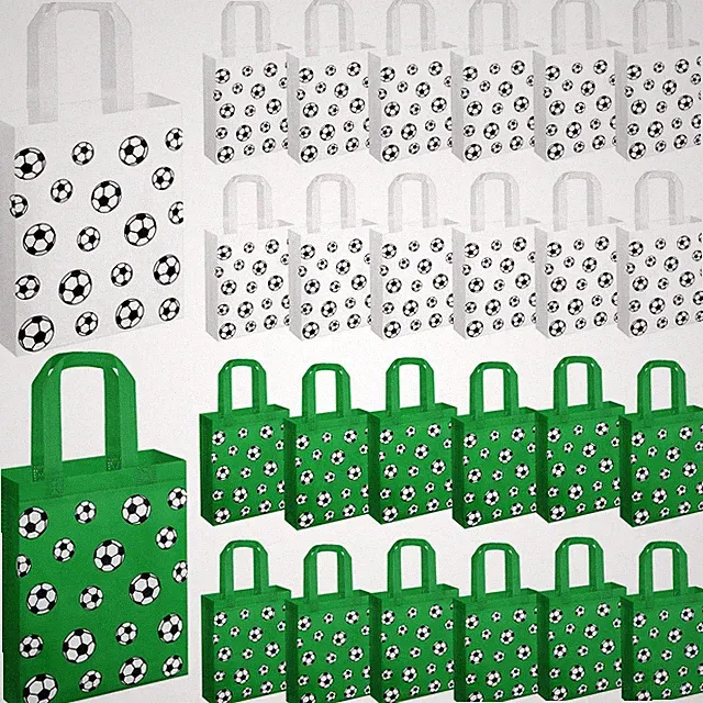 24 Pcs Soccer Gifts Bags Reusable Non-woven Sport Party Favor Bags with Handl...