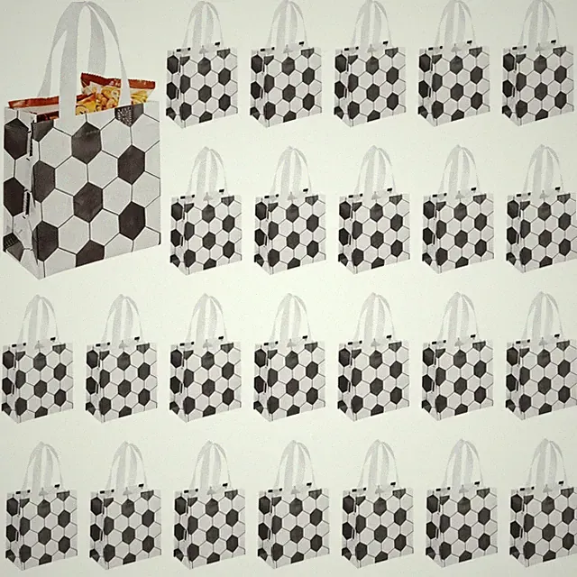 24 Pcs Soccer Party Favors Bags, 7.9 x 7.9 x 3.5 in Non-Woven Soccer Goodie B...