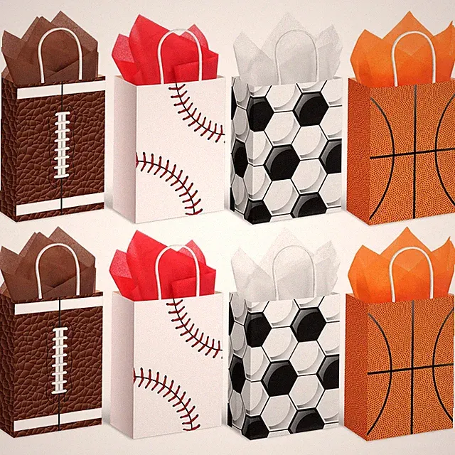 24 Pcs Sports Party Favors Bags with Tissue , Sport Goodie Bags Soccer Treats...