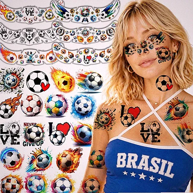 24 Sheets Football Freckles Temporary Tattoos For Soccer Fans Players Face Ta...