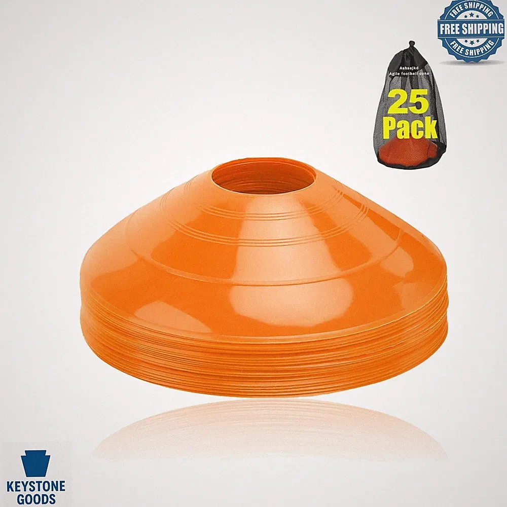 25/50/100 Pack Portable Agility Soccer Cones for Training & Sports