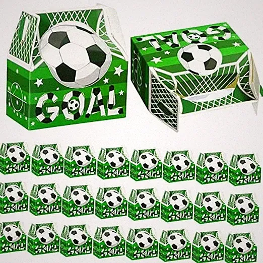 25 Pcs Soccer Party Favors Soccer Boxes Team Candy Goodie Bags for Kids Snack
