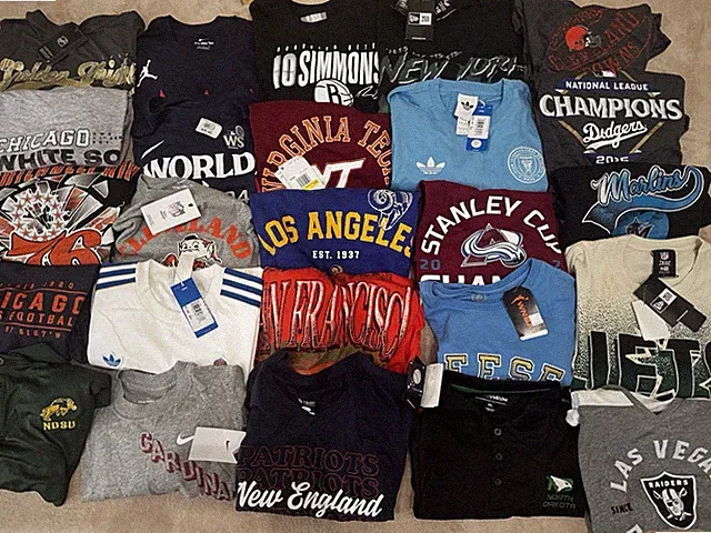 25pc Licensed Sports Shirt Lot NFL NBA MLB NHL Nike Adidas and More - NWT NEW
