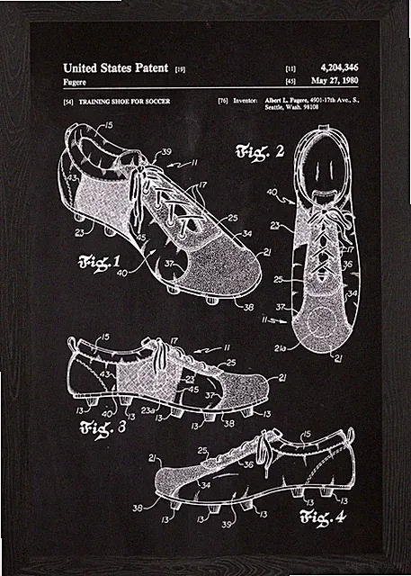 27 Soccer Cleats Patent 1 Framed Wall Art Poster Canvas Print Picture