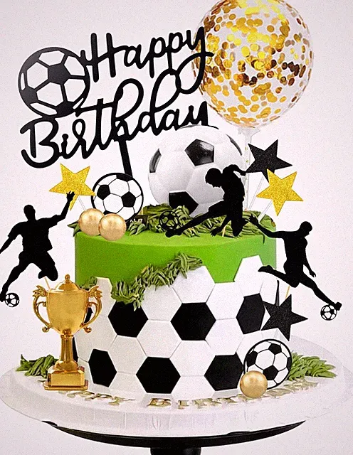 28 PCS Soccer Cake Topper Soccer Ball Player Cake Decorations for Soccer