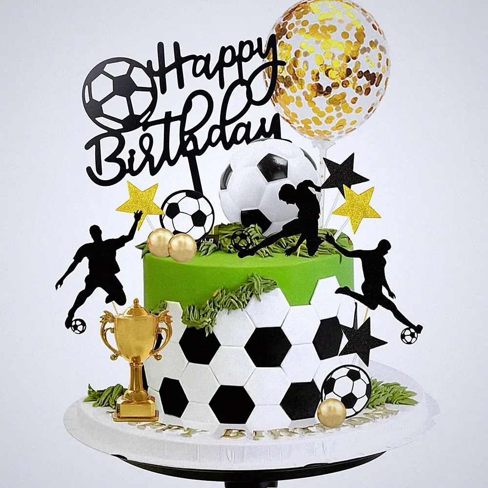28 PCS Soccer Cake Topper Soccer Ball Player Cake Decorations for Soccer Birthda
