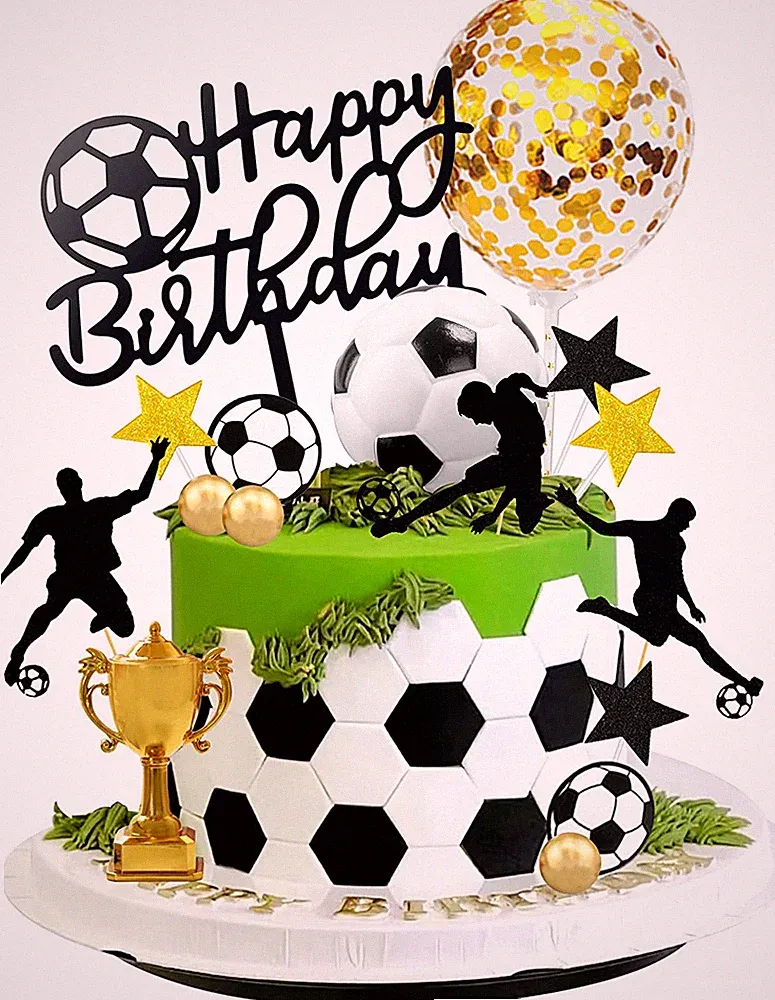 28 PCS Soccer Cake Topper Soccer Ball Player Cake Decorations for Soccer Birthda