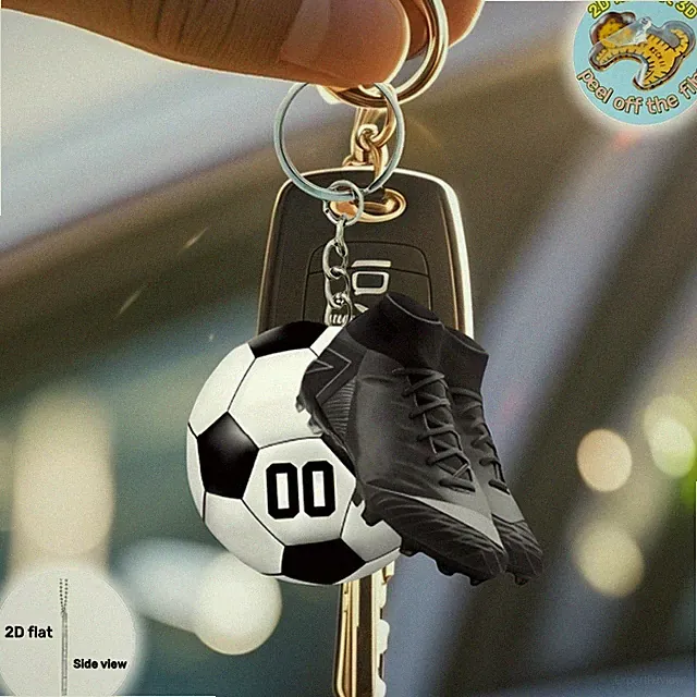 2D mini football shoes soccer Cleat flat acrylic keychain Ornament bag keyring