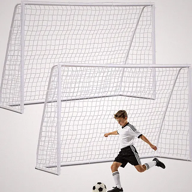 2PCS 10x6.5 FT PVC Soccer Goal w/Net Weatherproof Football Training for Backyard