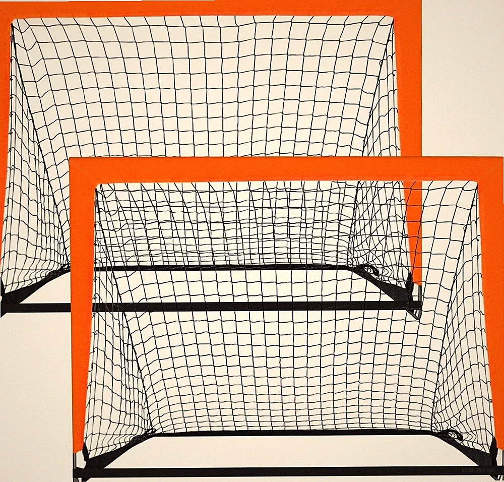 2PK Pop Up Soccer Goal for Indoor Backyard 4x3 Portable Kids Foldable Net Orange
