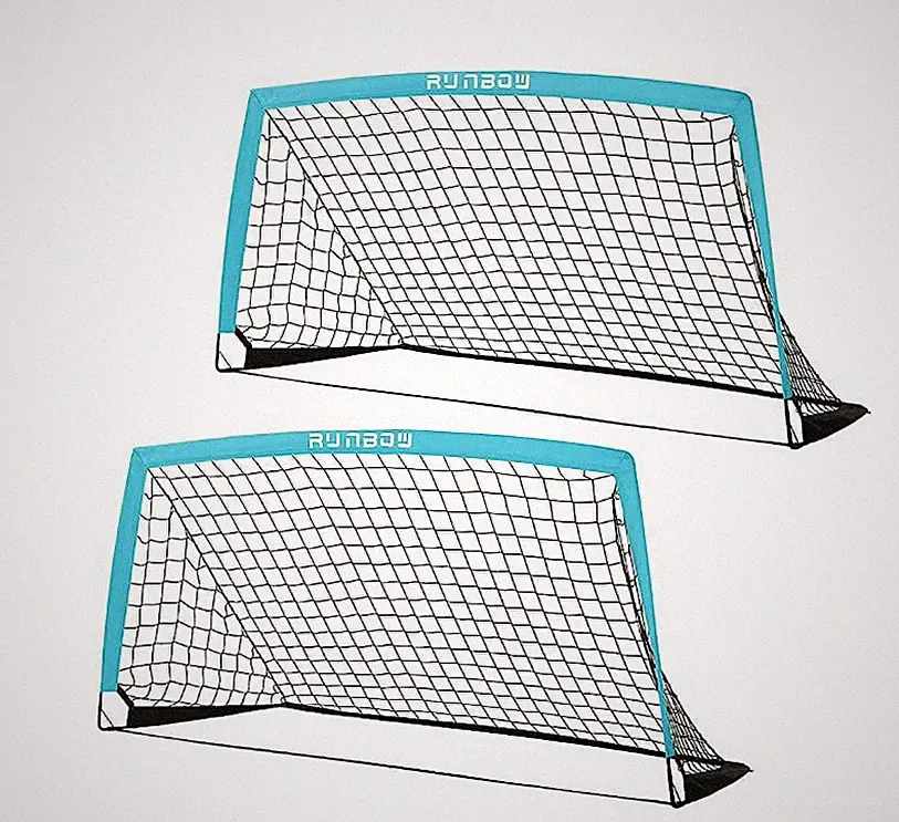 2x Portable Kids Soccer Goal Sky Blue 6x4 for Backyard Practice with Carry Bag