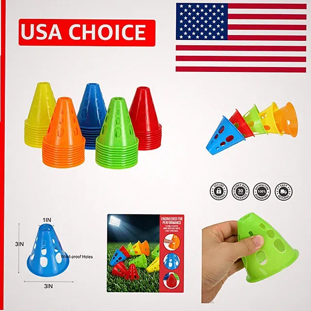 3 Inch Agility Sports Cones - 50 Pack Durable Plastic for Indoor/Outdoor Play