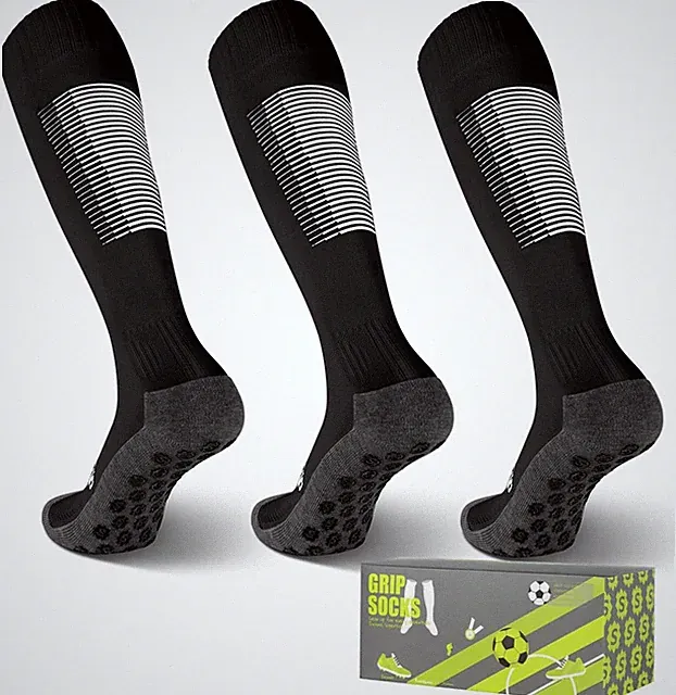 3 Pairs Grip Socks Soccer for Youth Kids | Anti Slip Knee High Sport Socks - Foo
