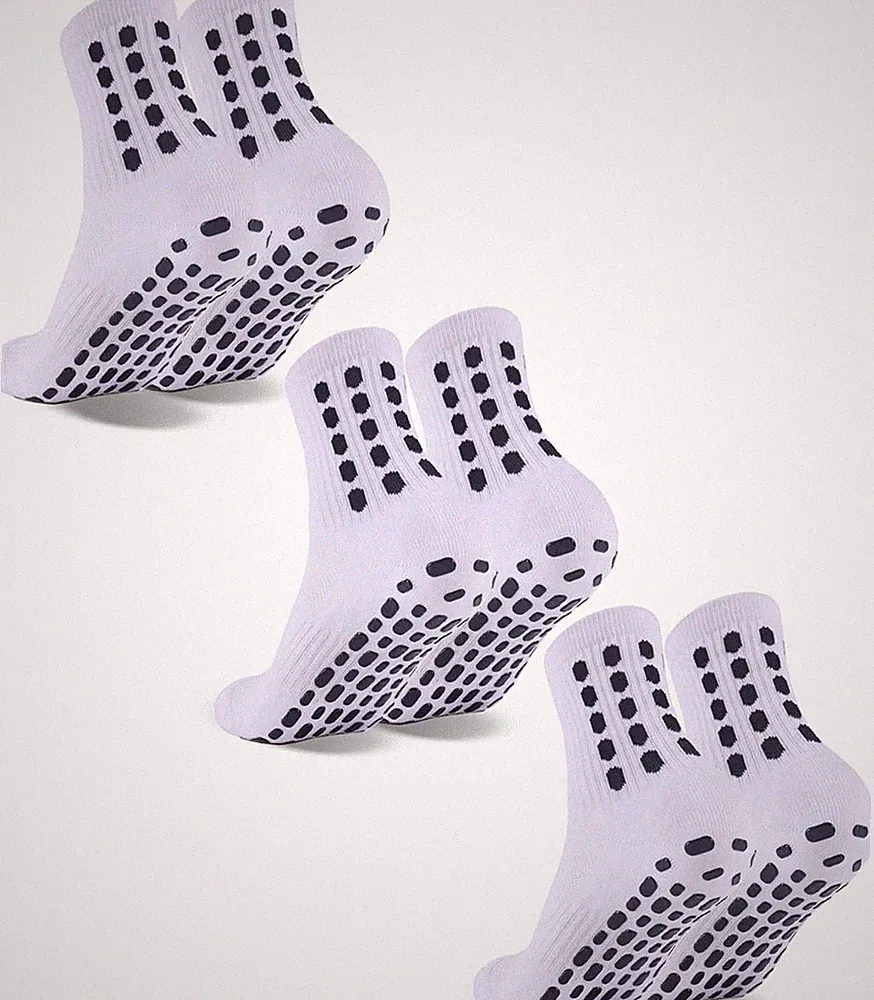 3 Pairs Kids Grip Soccer Socks Cushioned Non Slip Football Athletic Sports So...