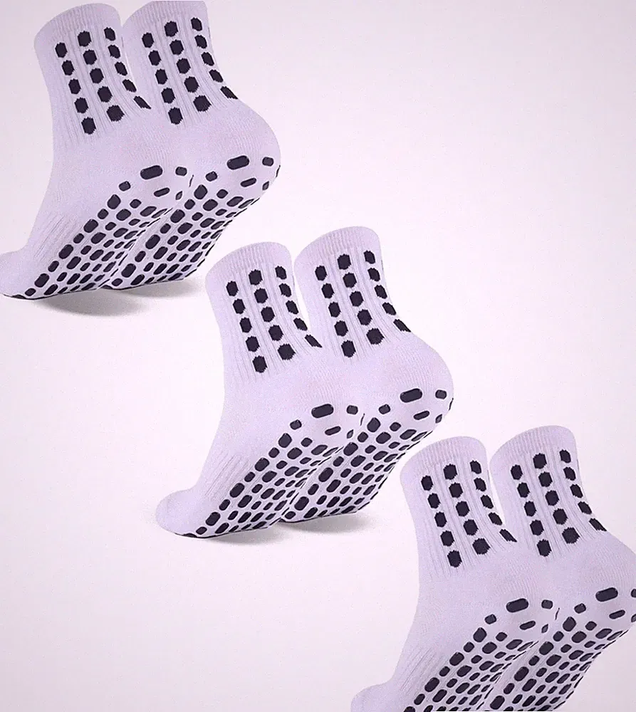 3 Pairs Kids Grip Soccer Socks Cushioned Non Slip Football Athletic Sports So...