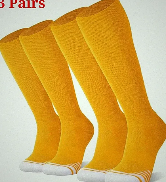 3 pairs Men's Ankle Running Socks Baseball Socks Gold Athletic Sports Socks - M