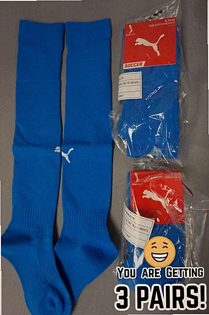 3 PAIRS Puma ADULT SIZE 3 = Shoe size 7-12 Soccer Socks ELECTRIC BLUE #276