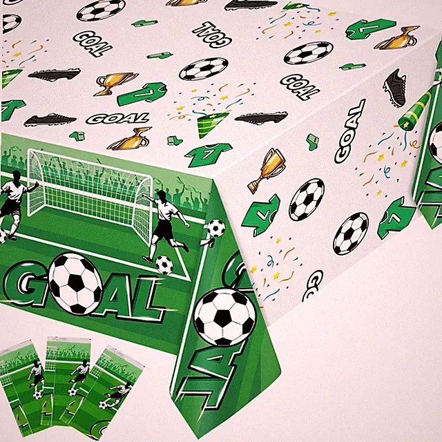 3 Pcs Soccer Table Cloth-Soccer Party Decorations, 108x54 Soccer Tablecloth