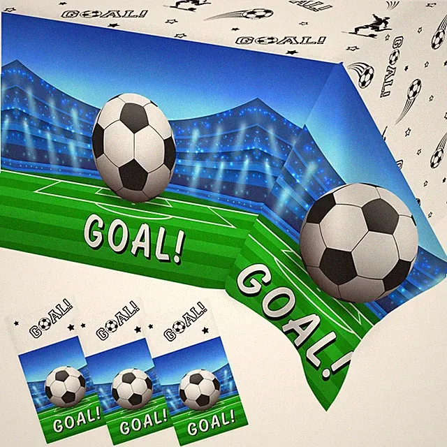 3 Pieces Soccer Party Table Cloth,Large Size 54 x 108 Inch Rectangular Soccer...