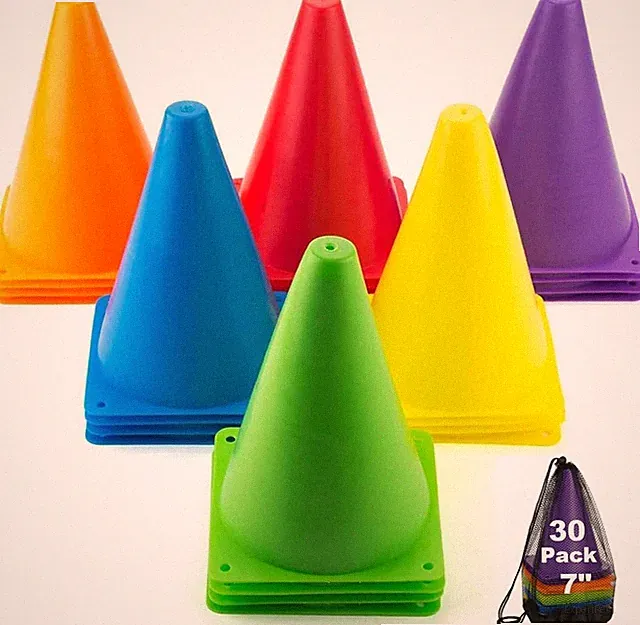 30 Pack Soccer Cones, 7 Inch Colored Cones for Sports, Traffic Cones Training Ag