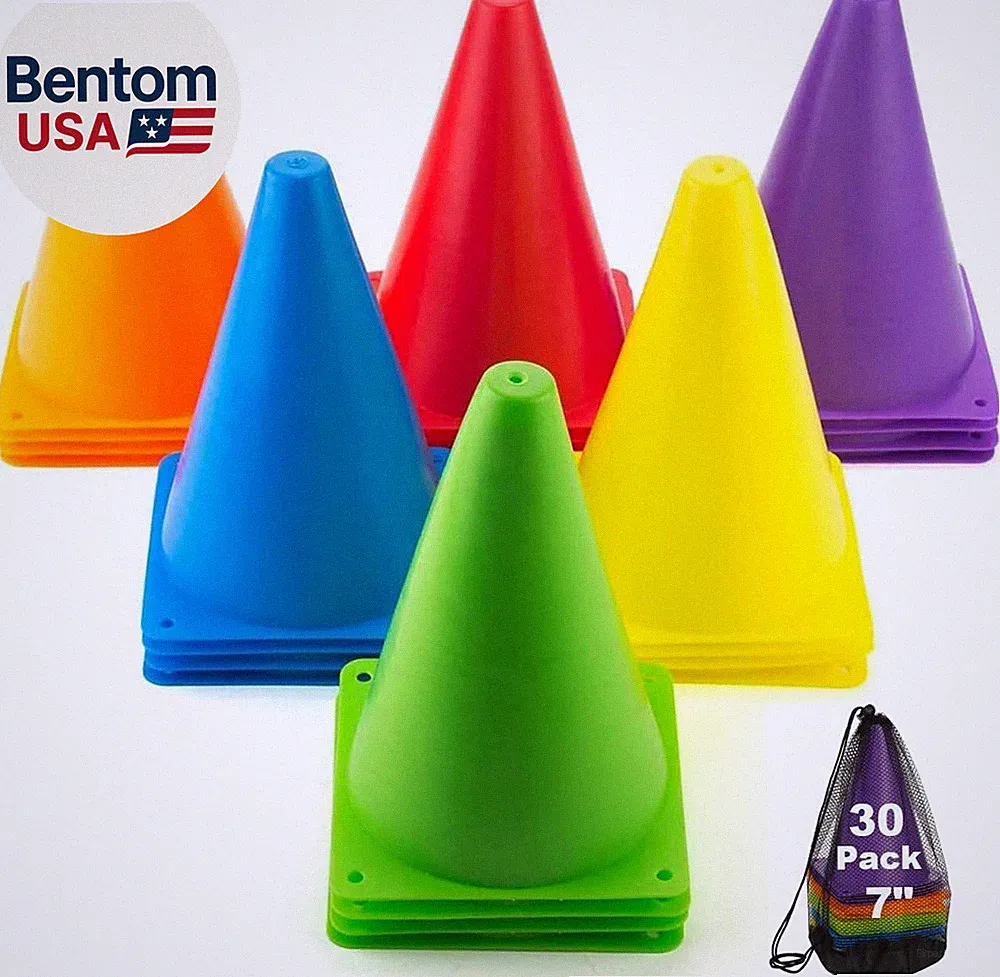 30 Pack Soccer Cones, 7 Inch Colored Cones for Sports, Traffic Cones Training Ag