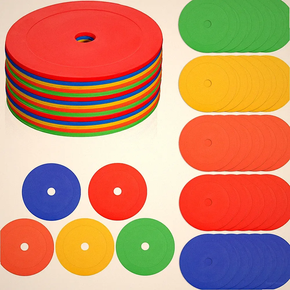 30 Pcs 6 Inch Flat Cones Spot Markers, 5-Color Non-Slip Agility Training Disc...
